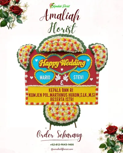 Karangan Papan Bunga Pernikahan di Libuo